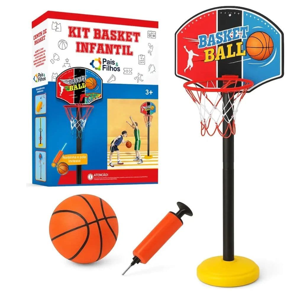 Cesta de Basquete Infantil Completa com Tabela Bola e Bomba
