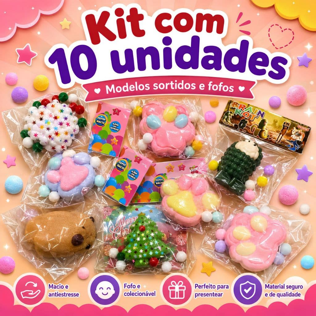 Kit 10 Squishy Anti Stress Patinha Capivara Natal Fidget Toy Macio Squeeze Brinquedo Sensorial Infantil