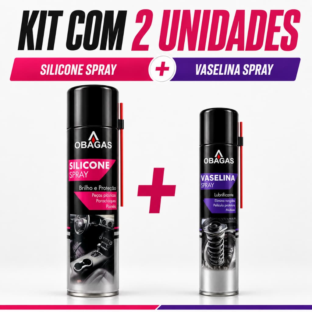 KIT Silicone em Spray + Vaselina Spray Lubrificante Multiuso Pelicula Protetora