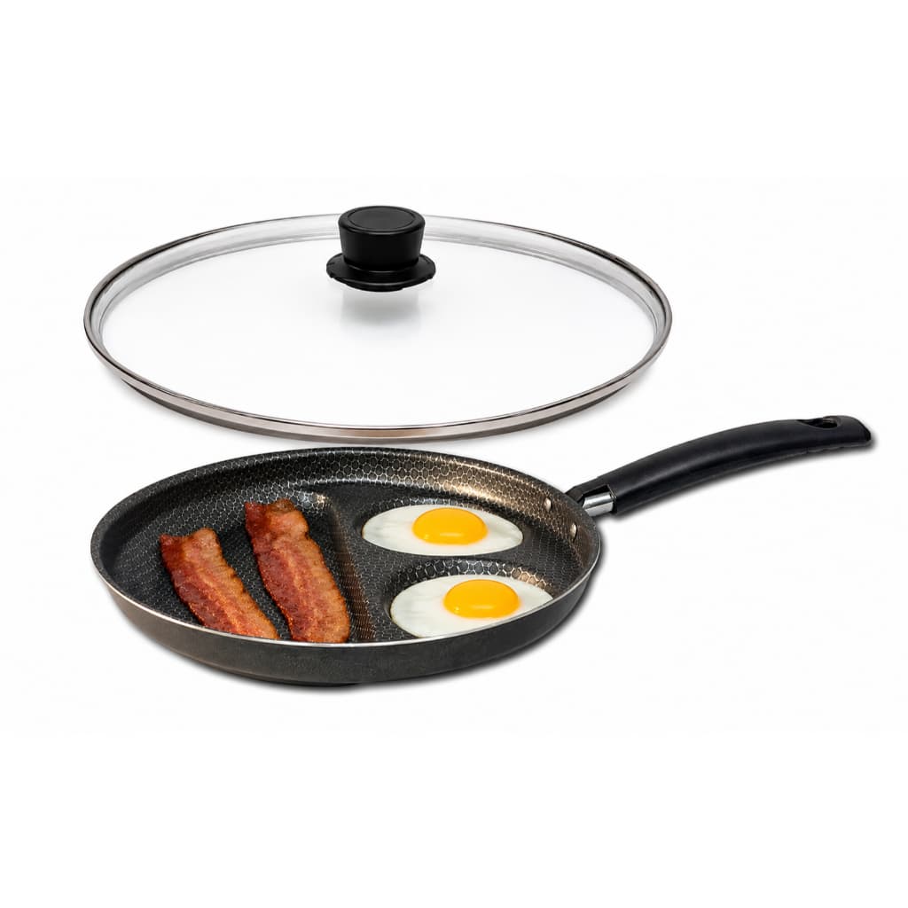 Frigideira Ovos E Bacon Antiaderente Com Tampa de Vidro Breakfast Multiflon Cinza