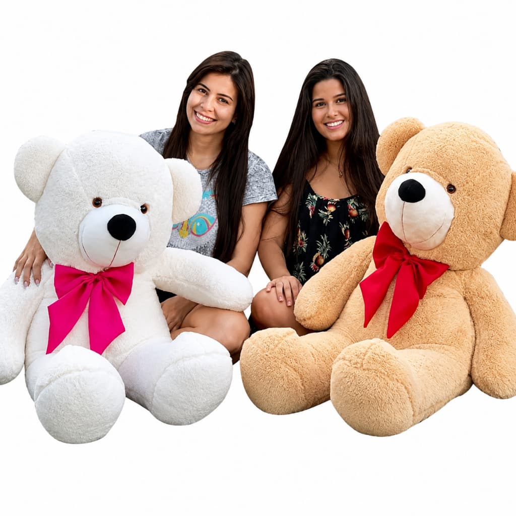 Urso de Pelúcia Grande Soft Antialérgico Com Laço Ursinho Gigante 90cm e 1,10 Metros