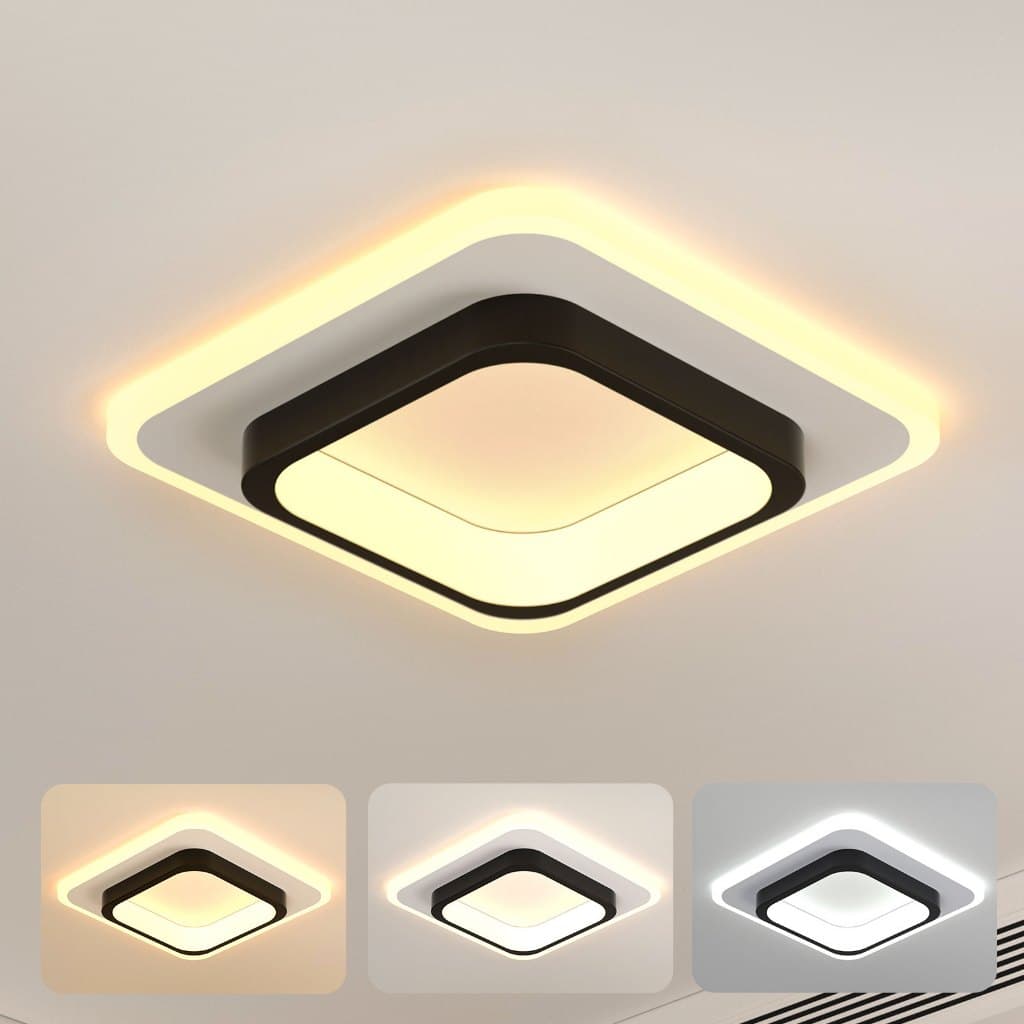 Plafon LED Sobrepor Quadrado 24cm 32W 3 Temperaturas Bivolt IP54
