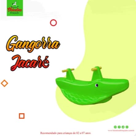 Balanço Infantil Playground Jacaré Verde - Gangorras de Plástico Diversas Cores para Espaços Kids