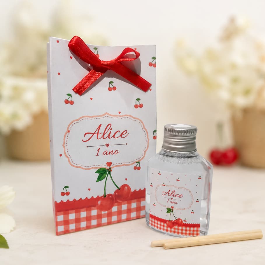 30 Aromatizador Lembrancinha Tema Cereja do Bolo – Personalizado para Festa Infantil