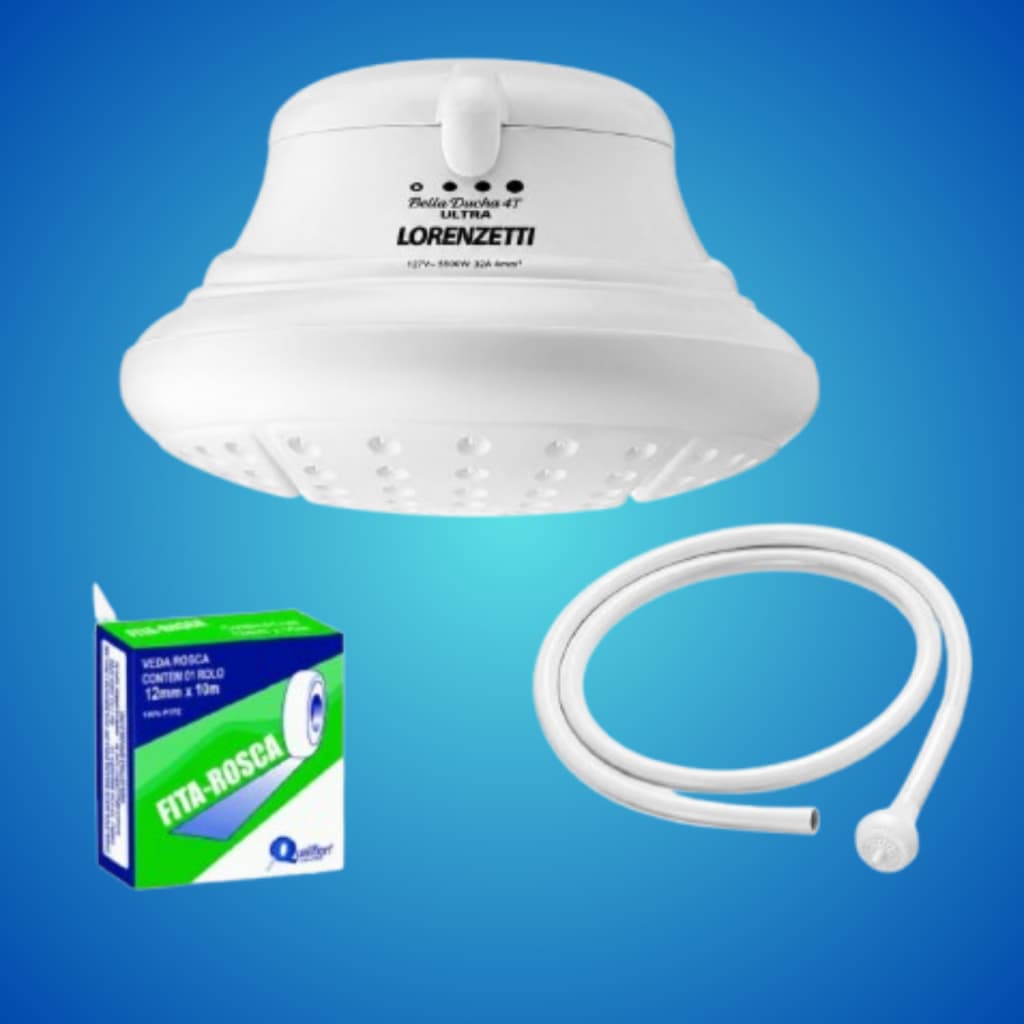Kit Bella Ducha Lorenzetti Ultra 4 Temperaturas  Chuveiro 220v 6800w + Veda Rosca