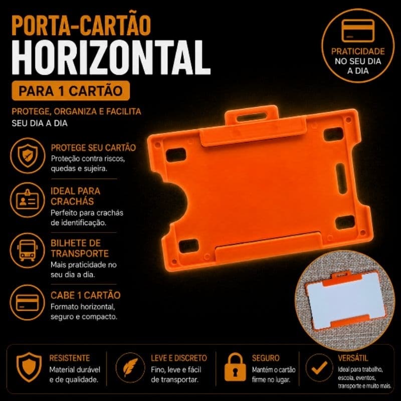 10 unidades de Porta Cartão Plástico Horizontal (NÃO ACOMPANHA PRESILHA JACARÉ)