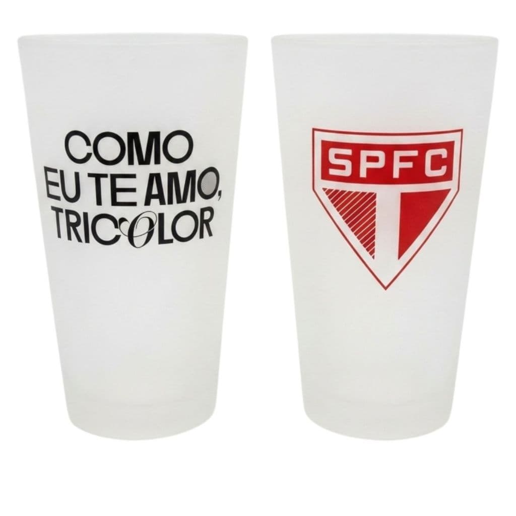 Copo de Vidro São Paulo FC Branco Fosco 450ml – Copo Personalizado Tricolor para Cerveja, Drinks e Bebidas – Presente pa