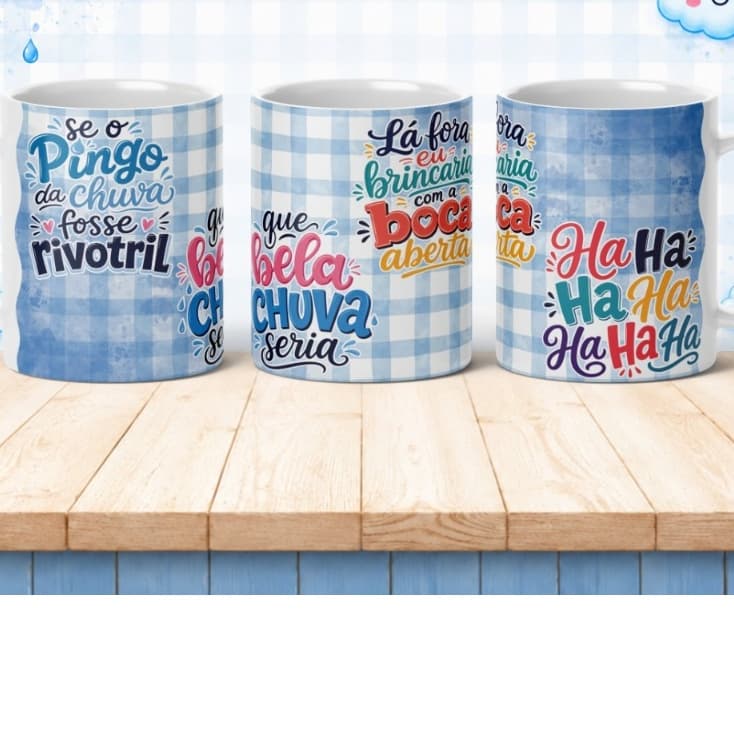 Caneca Com Frase Se o Pingo da Chuva Fosse Rivotril Personalizada de Porcelana 325ml | Presente Criativo Exclusivo