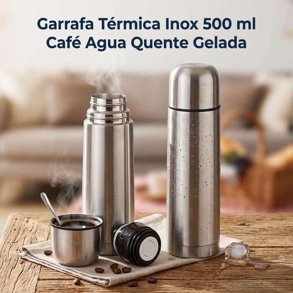 Garrafa Térmica Inox 500 ml Café Agua Quente Gelada