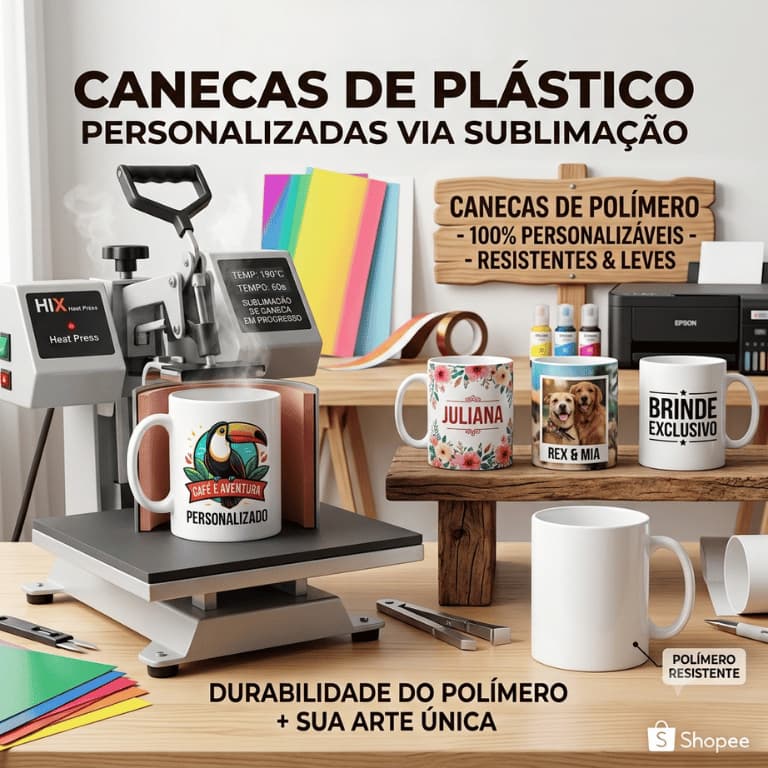 Caneca PLÁSTICO POLÍMERO Premium 325ML | 1UN | Personalizado Tema Natal - Presente Lembrança Criativo