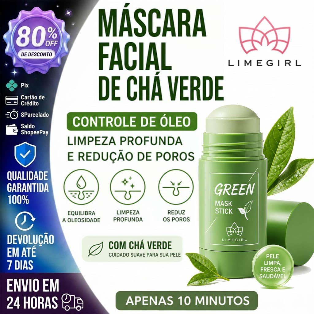 【LIMEGIRL】Máscara facial De Chá Verde Controle De Óleo De Limpeza Profunda spray De Para Reduzir Os Poros