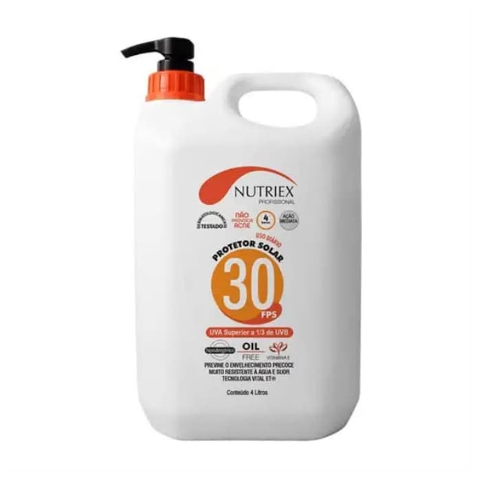 Protetor Bloqueador Solar Fps 30 Galão 4 Litros Nutriex UVA UVB Fator 30 Raios Ultravioleta Sol