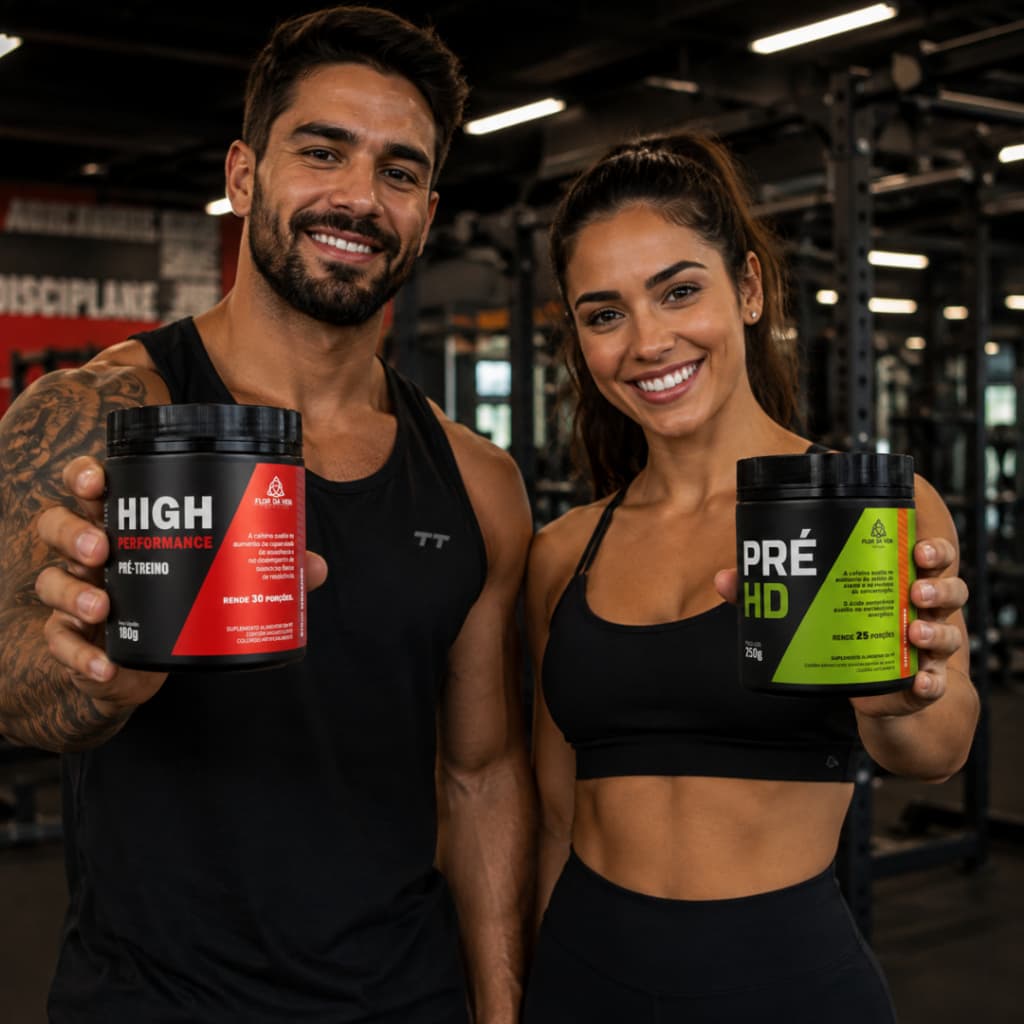 Combo Pré-Treino HD Tangerina 250g + High Performance Morango 180g