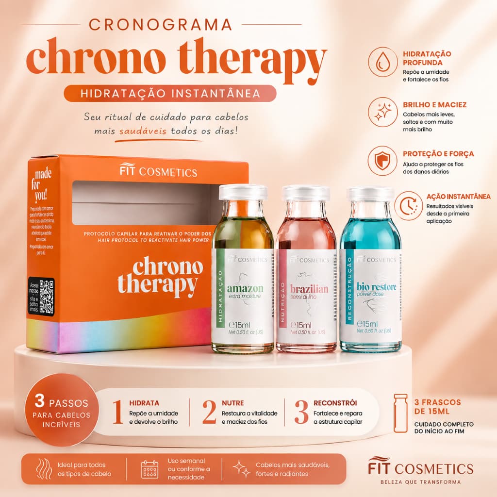 Kit Cronograma Capilar 3 Ampolas - Tratamento Completo Em Casa