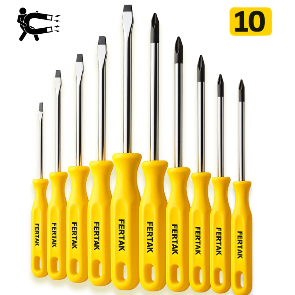Kit 10 Chave de Fenda E Phillips Profissional Jogo De Chaves Magnéticas Resistente Envio Imediato