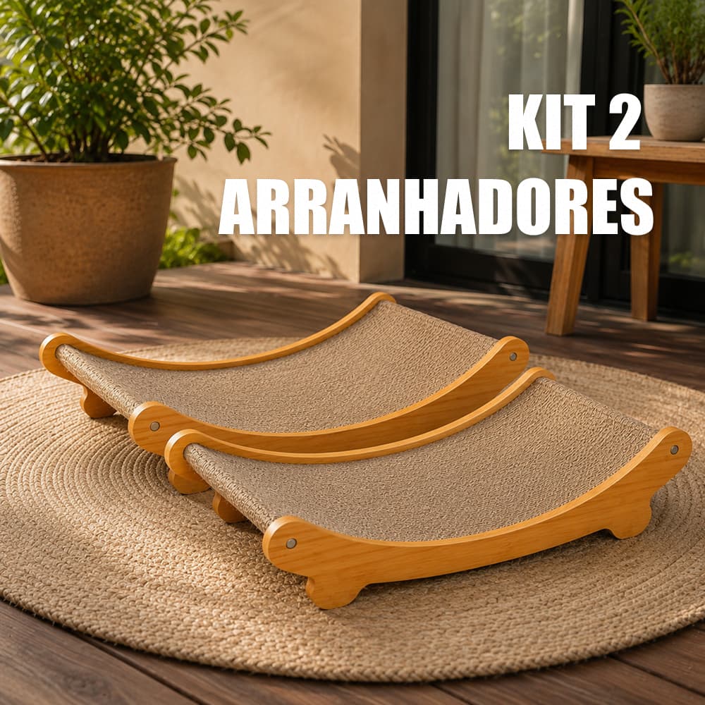 Kit 2 Arranhadores Cama Sofá Arranhador para Gato Madeira Pinus Design Ergonômico