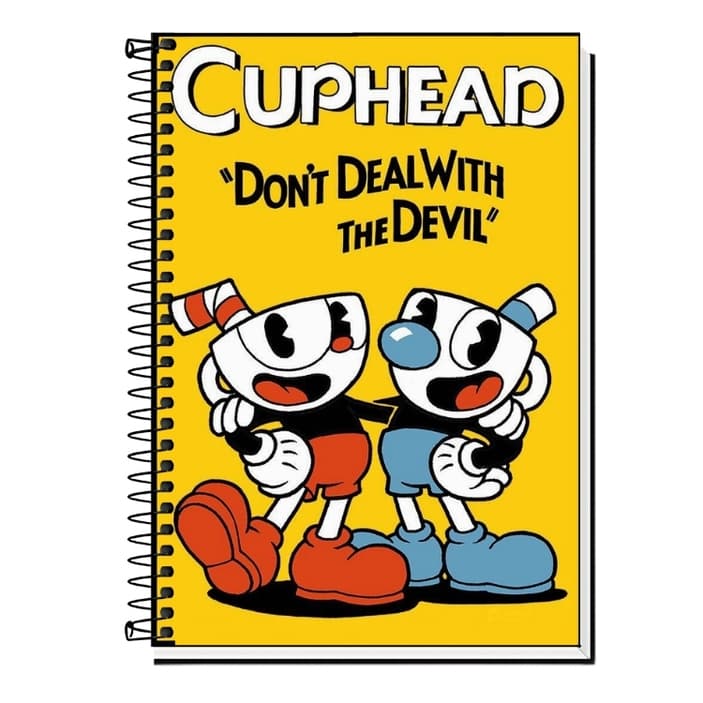 Caderno Cuphead | Caderno de 1 a 20 Matérias | Caderno Universitário | Material Escolar | Gamer