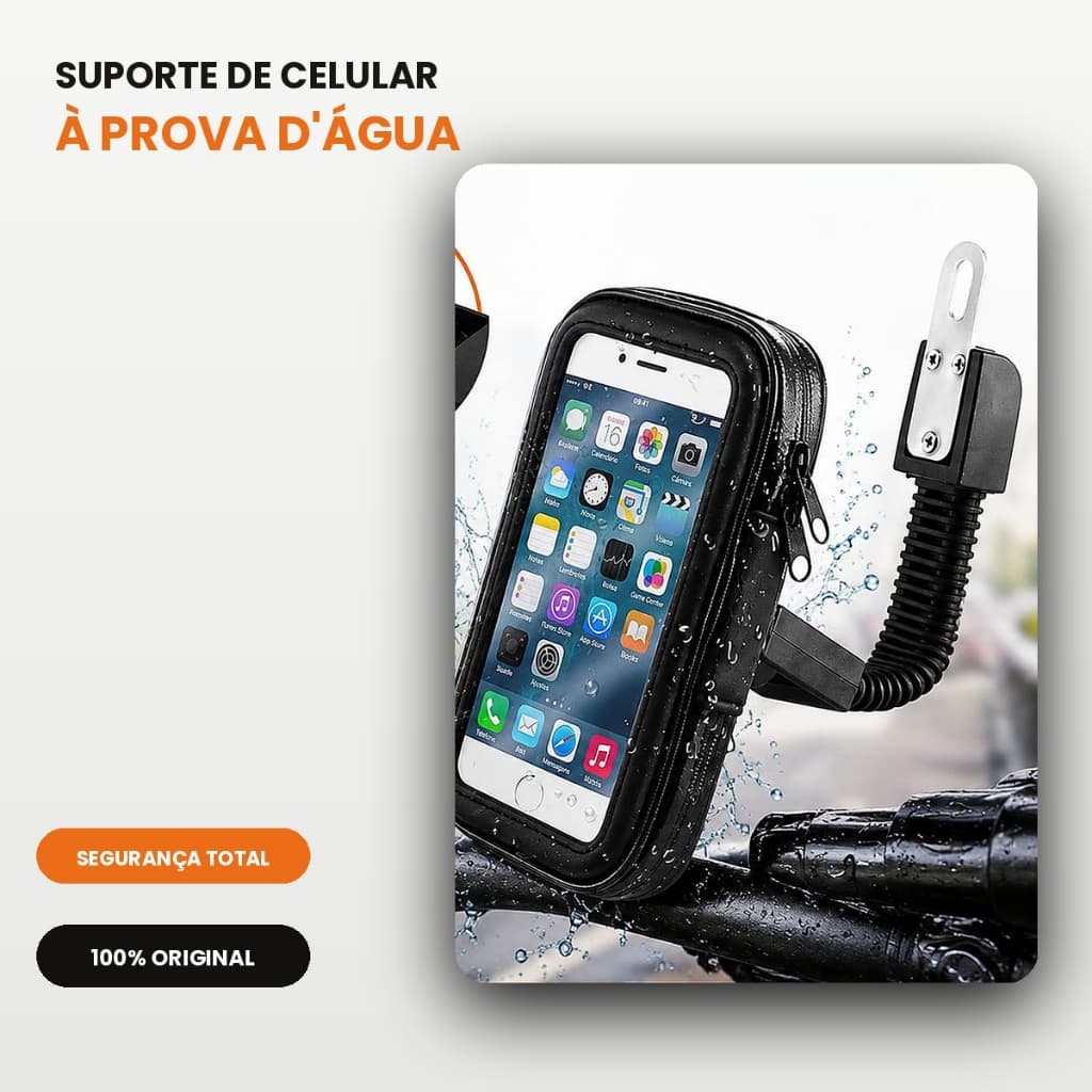 Suporte Celular Moto Impermeável À Prova D'Água 360° Touch Universal Guidão