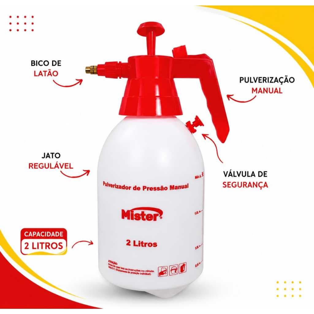 Pulverizador  Manual 2L - Mister - Borrifador Spray manual Pulverizador Compressão