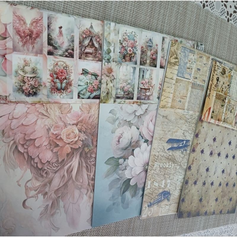 32 folhas A5 tema viagem, escrita, floral scrapbook journaling colagens