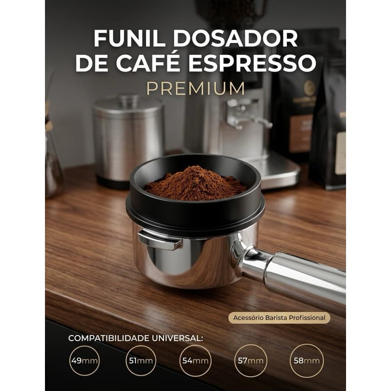 Funil Dosador De Café Espresso Premium 51mm 54mm 58mm 57mm 49mm - Acessório Barista Portafiltro