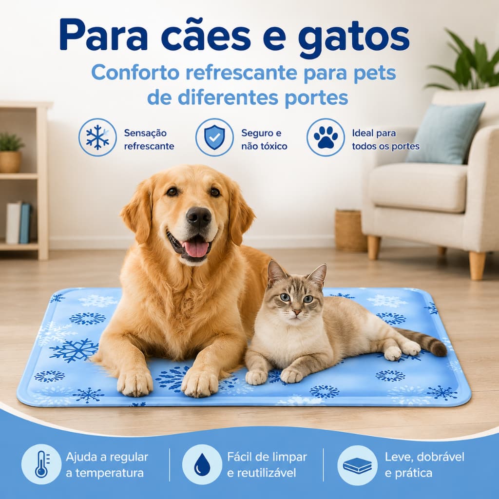 Tapete Gelado Refresca Pets Grande E Cachorro Filhote Cama para animais
