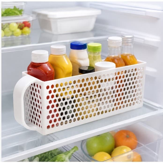 Organizador Multiuso para Geladeira com Alça – Cesto Organizador de Molhos, Bebidas e Alimentos