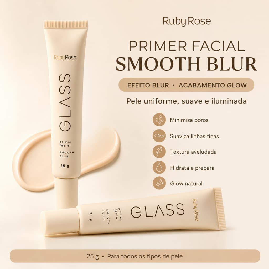 Primer Facial Smooth Blur Ruby Rose Efeito Blur Acabamento Glow