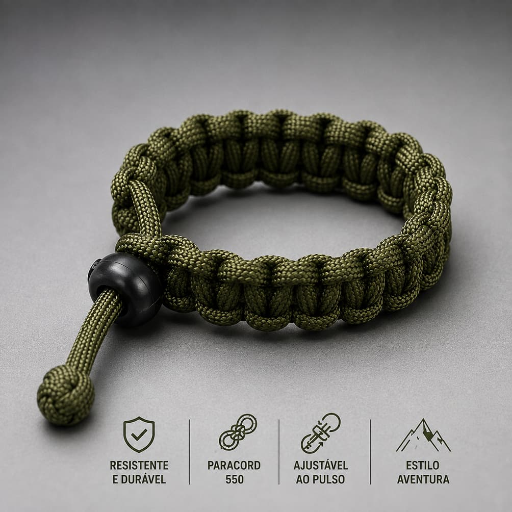 Pulseira de Paracord com Fecho Regulavel / Bracelete Regulavel de Paracord