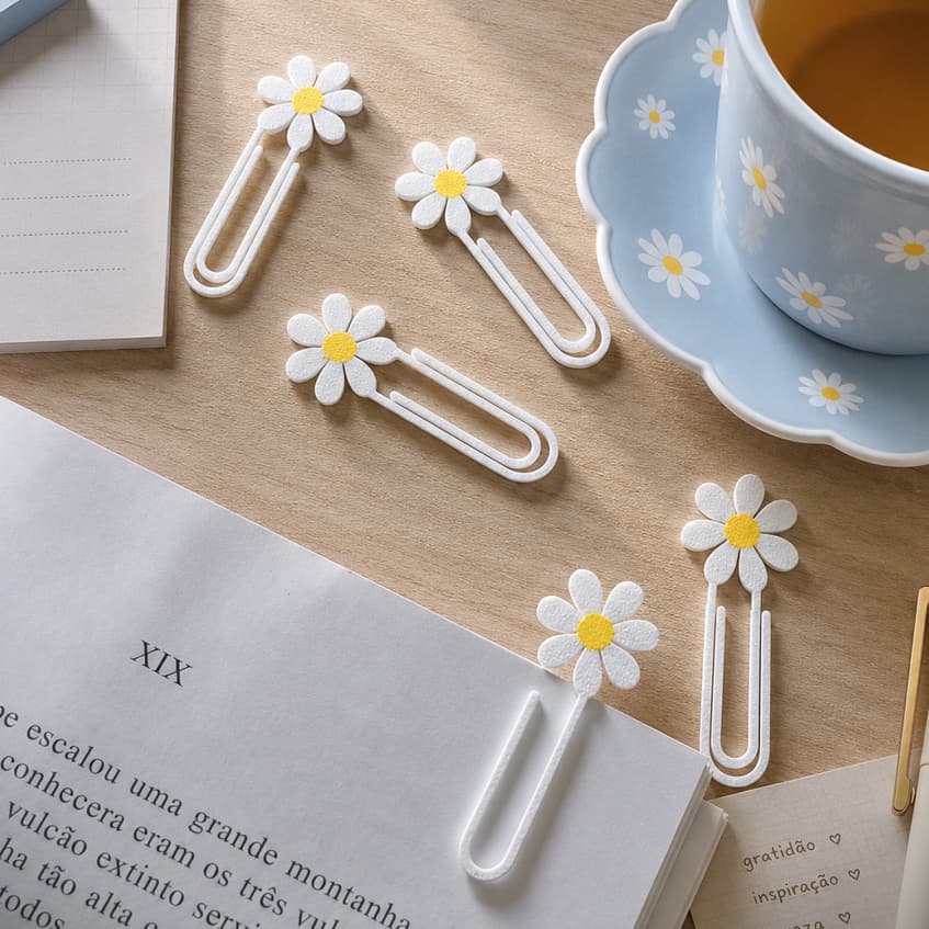 Clipes Margarida Para Caderno Planner Agenda Livros Papel | Marcador de Página | Papelaria Fofa | Clips