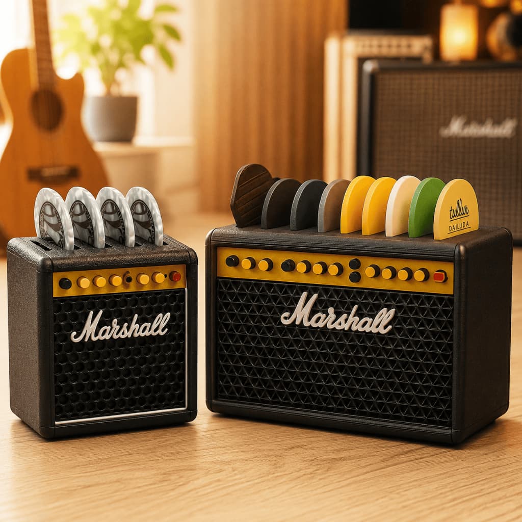 Porta Palhetas Guitarra Violão Suporte Mini Amplificador Decorativo Organizador 5 ou 9 Palhetas Presente Músico