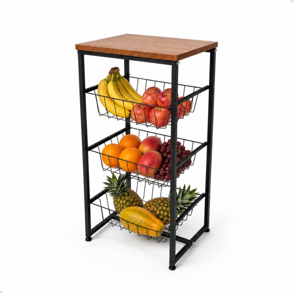 Fruteira de Chão Cozinha Mesa Colocar Bebedouro Filtro Galão Agua Suporte Microondas Aço 3 Andares