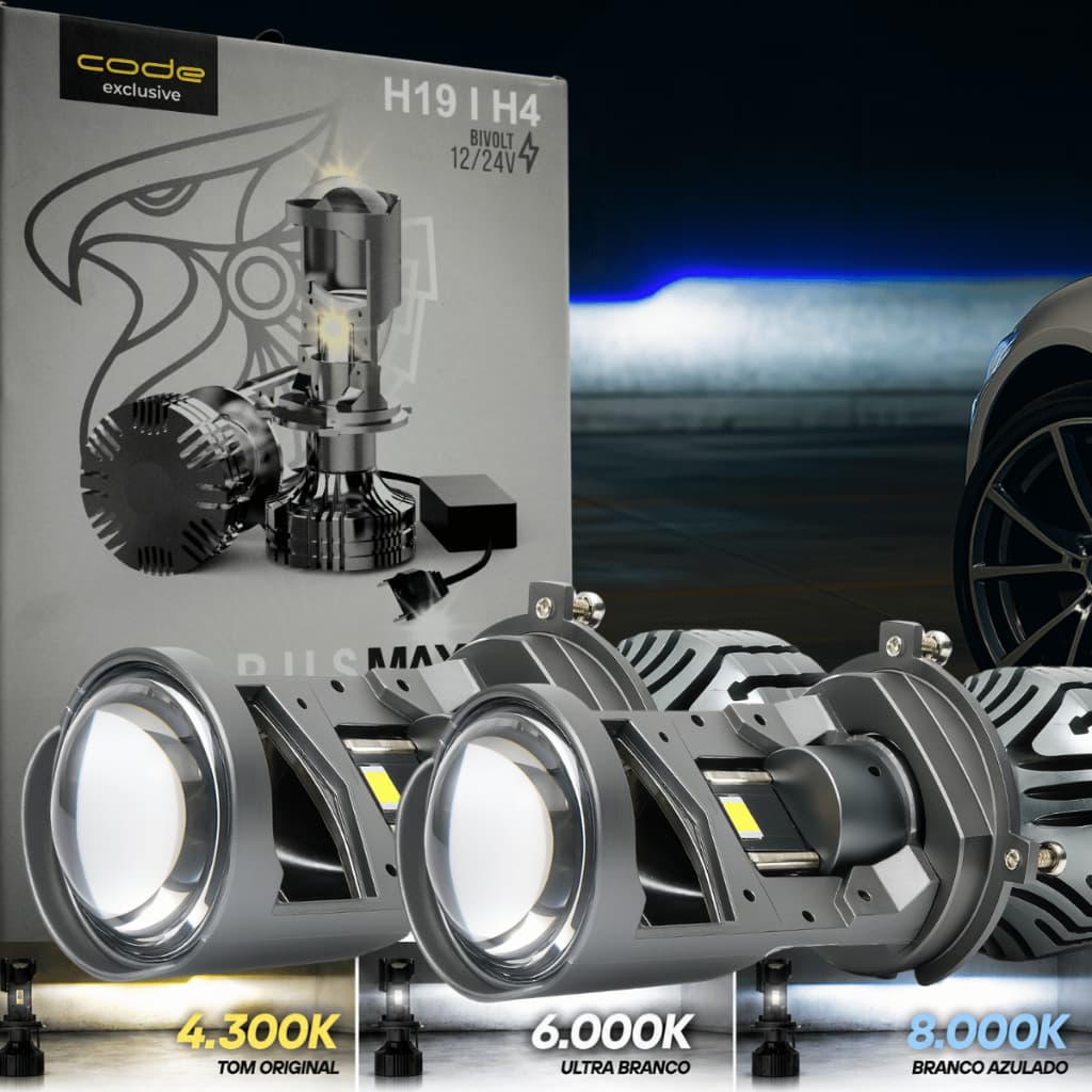 Kit Lâmpada Led Projetor H4 Super Branca/Efeito Xênon/Amarela Led Laser Ótico 12v 24v H4 Carro Moto Caminhão Bivolt