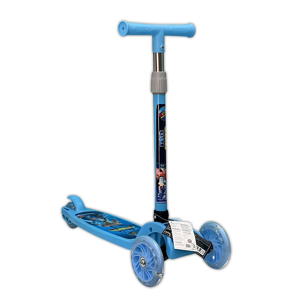 Patinete 3 Rodas Infantil Com LED Guidão Regulável Rosa ou Azul