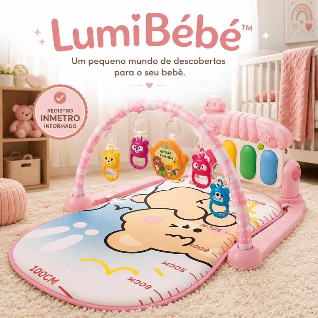 Tapete Bebê de Atividades Musical com Piano Interativo KIT LUMIBÉBÉ™ - EDIÇÃO ROSA