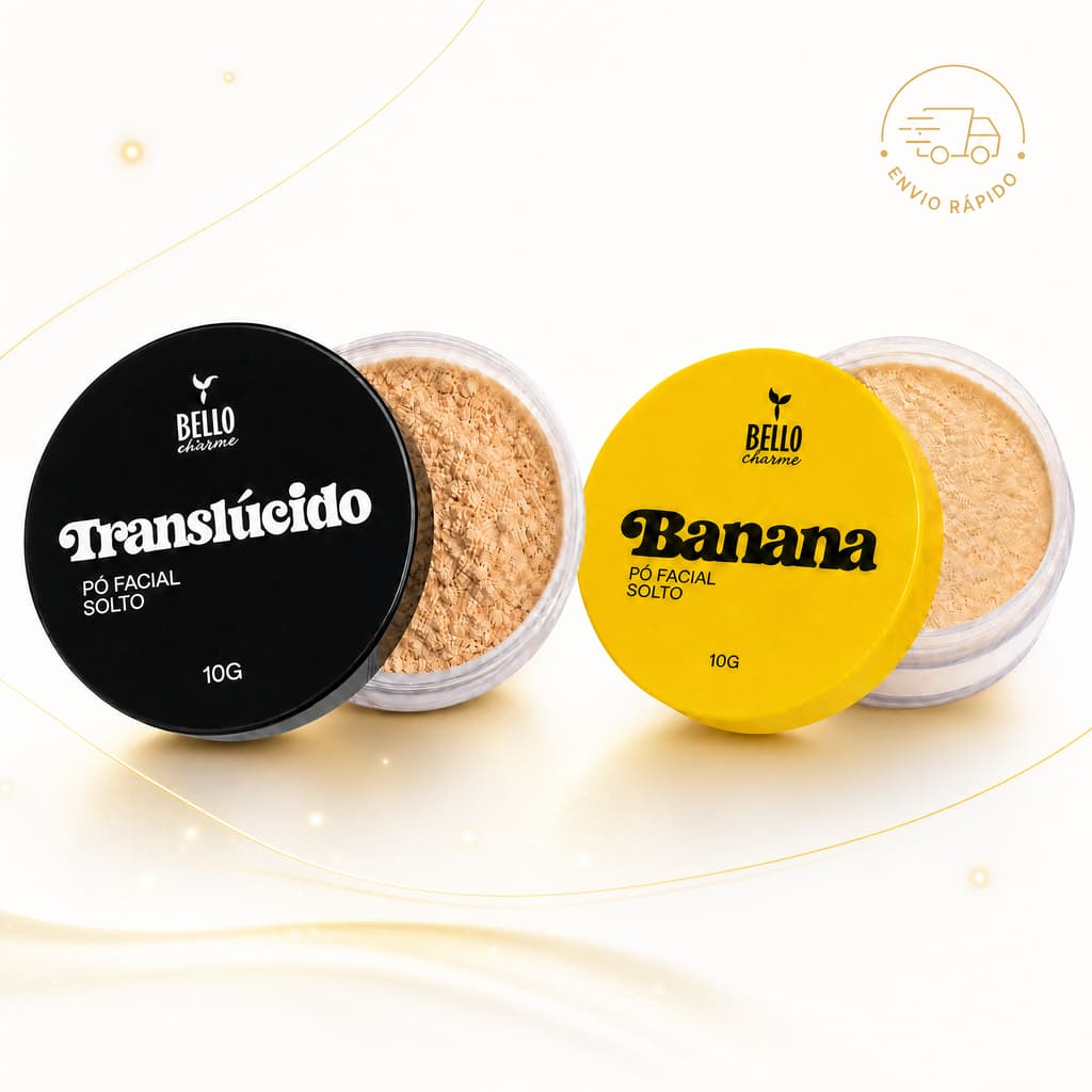 Kit 2 Pós Soltos de Maquiagem: Pó Banana Iluminador + Pó Translúcido Selador Matificante Ultrafino 10g