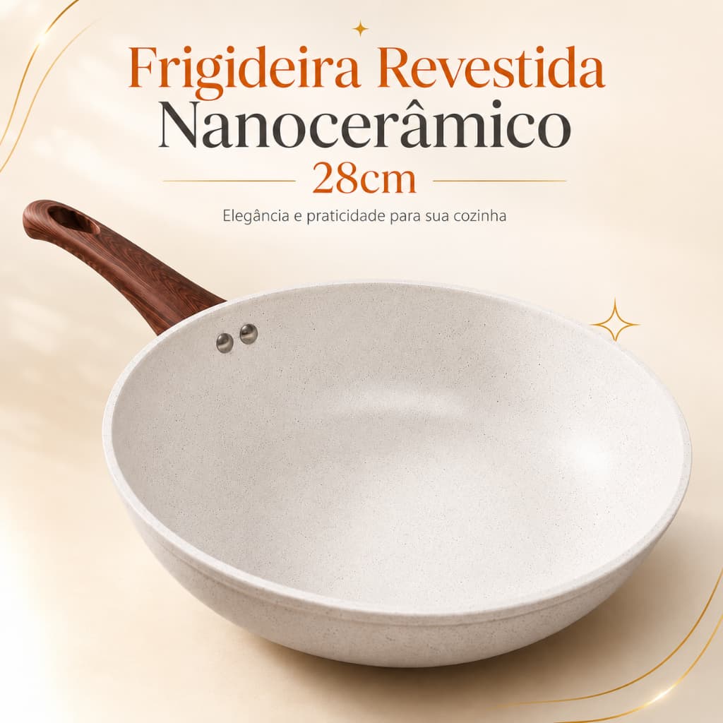 Frigideira Antiaderente Nanoceramica 28cm Cozinha Duravel 3,6 litros