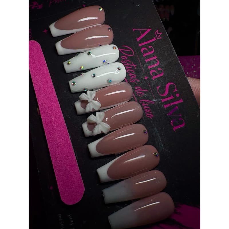 kit unha de gel postiças realistas feitas a mão