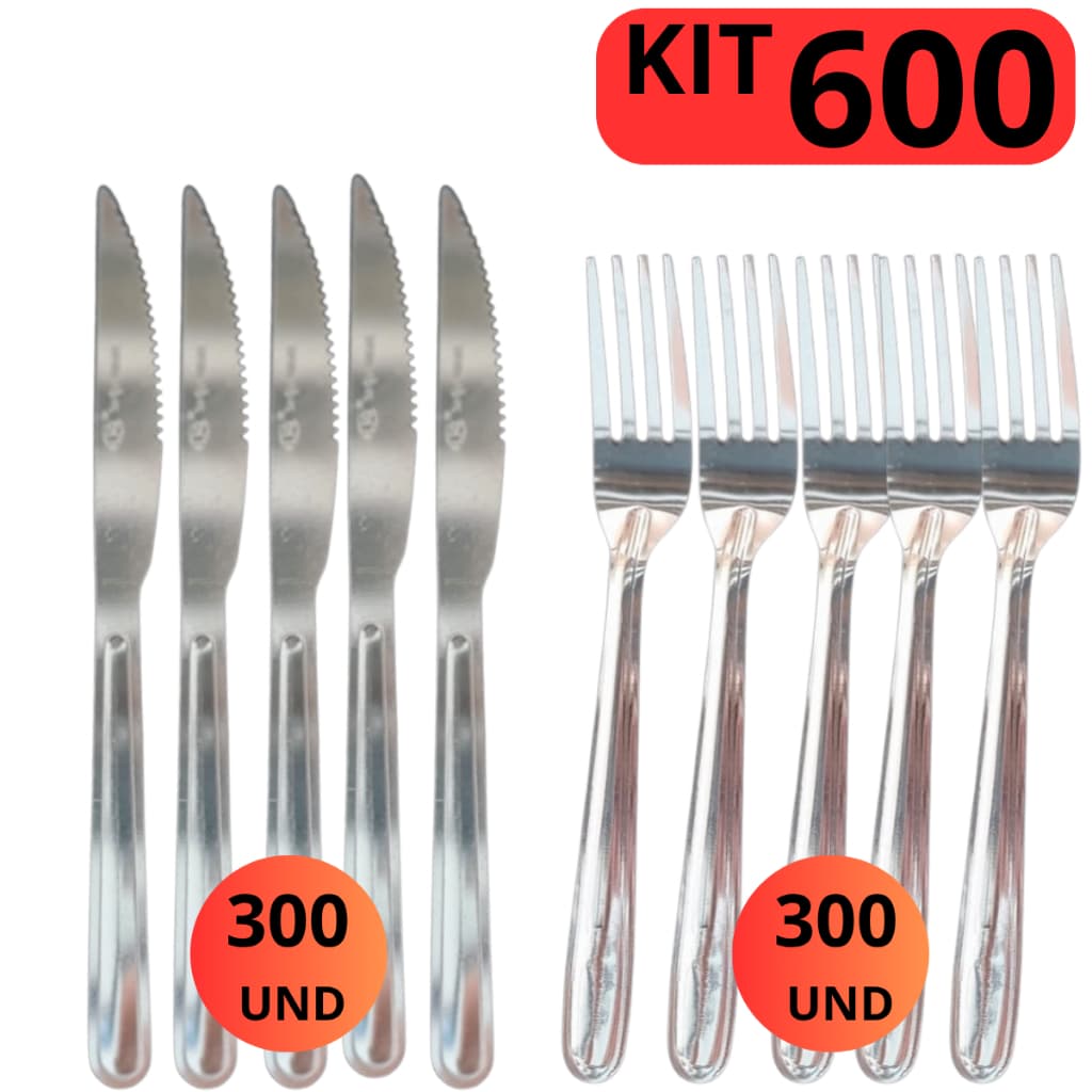 Conjunto Talheres Aço Inox Facas e Garfos para Restaurante Buffet Churrascaria Premium