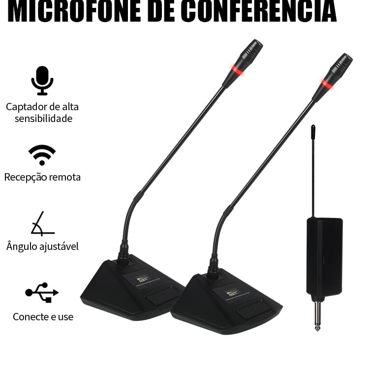 Microfone De Conferência Sem Fio RAYHAYES RTM‑014 Ajuste 360° Compatível Com Amplificador Caixa De Som Mixer