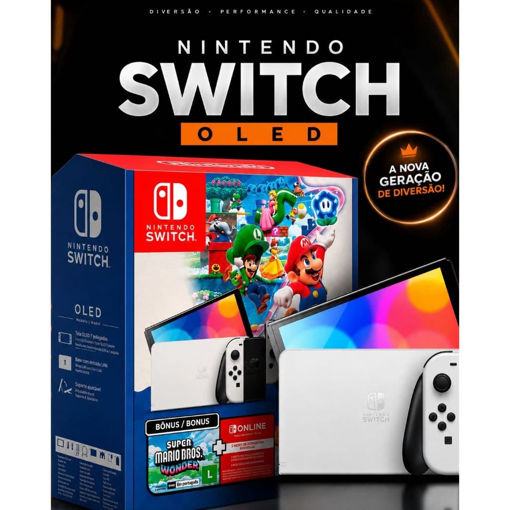 Console Nintendo Switch Oled Nintendo Bundle Super Mario Bros Wonder  64gb