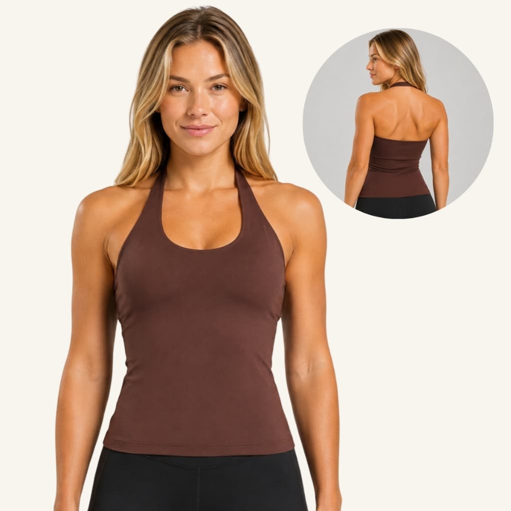 Regata Frente Única Fitness Top Halter Academia Blusa Feminina Zero Transparência Alta Sustentação Promoção 9.9