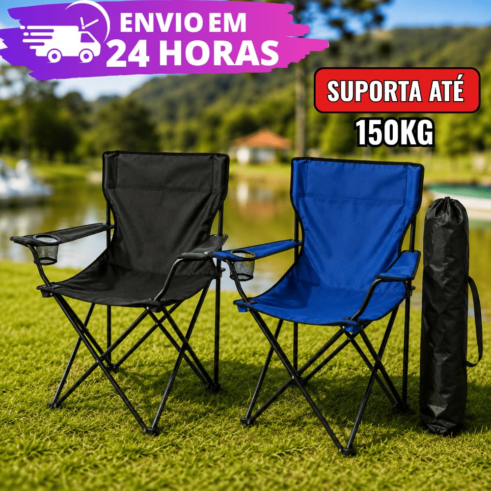 Cadeira De Praia e Camping Dobrável Portátil com Porta Copo Bolsa Transporte Praia Camping Pesca Resistente e Leve