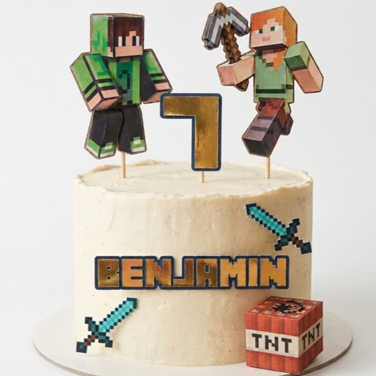 Topo de Bolo Minecraft Personalizado - Topper de Bolo - Festa Infantil