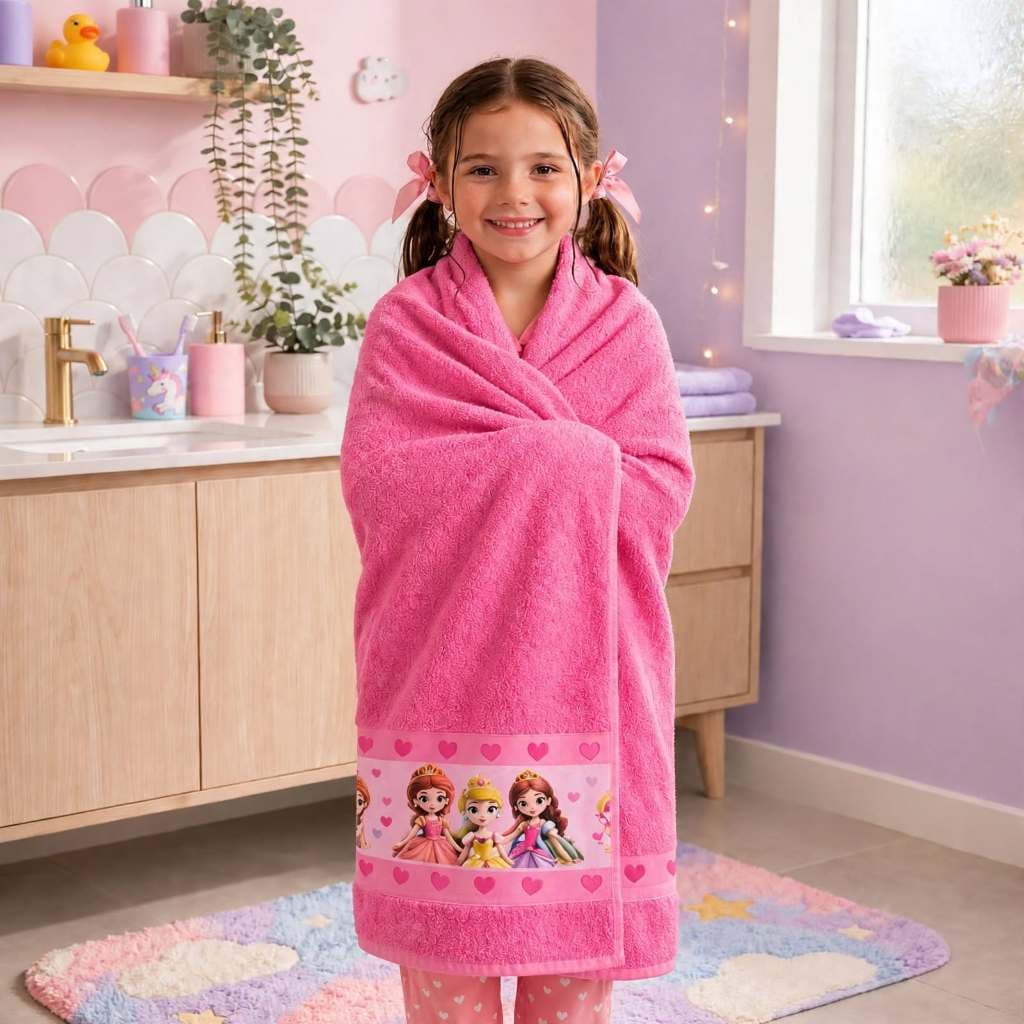 Kit Toalha de Banho Infantil Banhão 100% Algodão 75x140cm Menino e Menina Super Macia