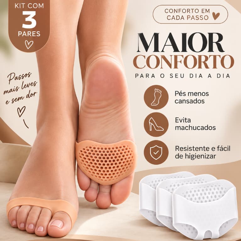 Kit 3 Pares Palmilha Ortopédica De Silicone Ante Pé Calo Salto Antiderrapante Respirável