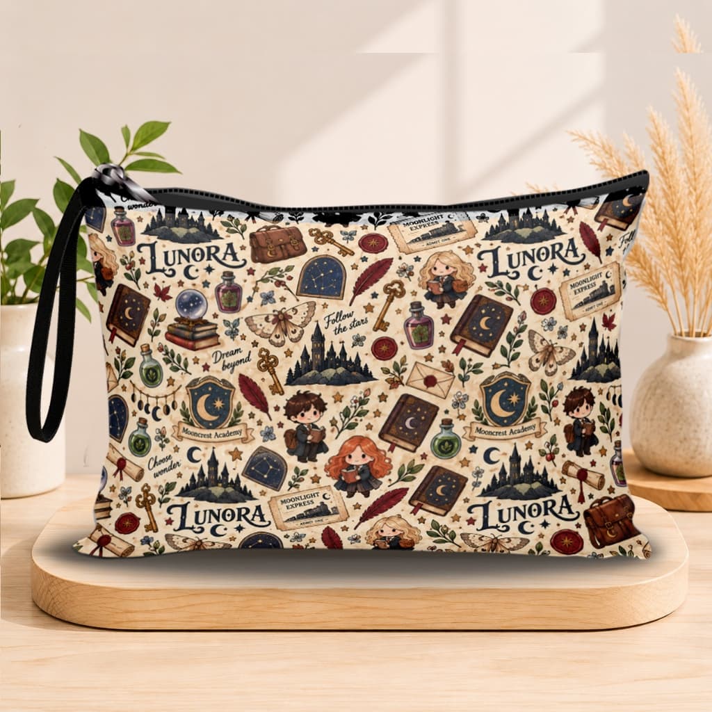 Necessaire Envelope Estampa Mística Magia Organizadora Maquiagem Pincéis Impermeável