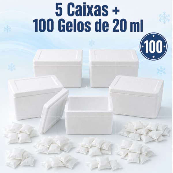 Kit Caixa Isopor Térmica Branca 500ml Com Gelo Artificial Varias Unidades