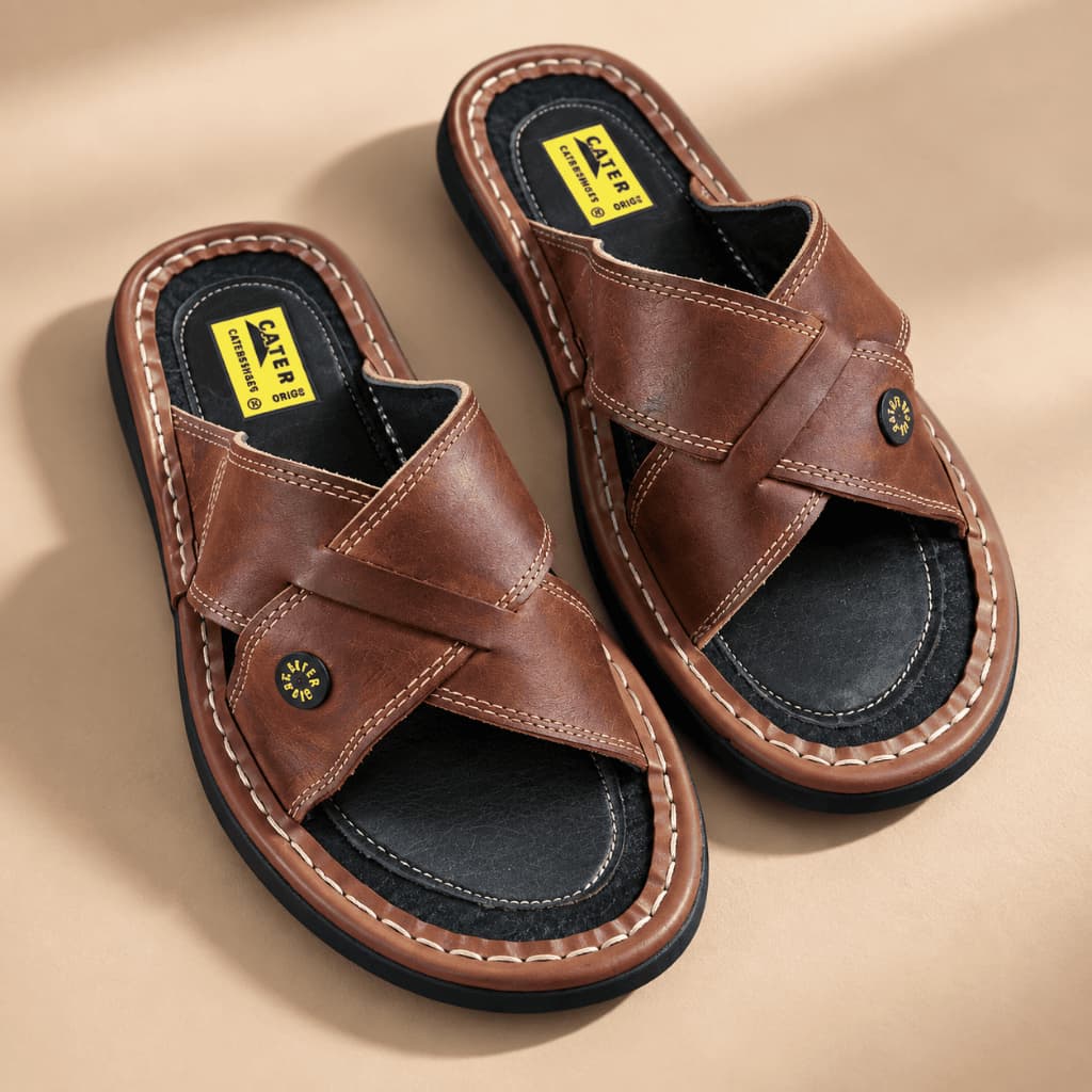 CHINELO CATER  GLADIADORA TRANÇADA  EM  X    EM COURO  COR NATURAL