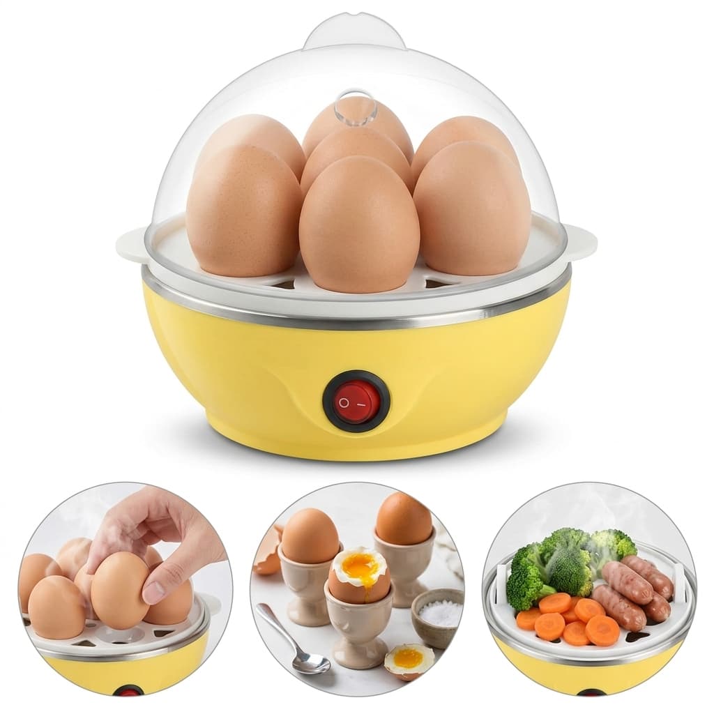 Máquina de Cozinhar Ovos 110V 7 Unidades Cozedor Multifuncional Cores Sortidas